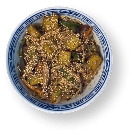Tofu and shiitake noodles (vegan)