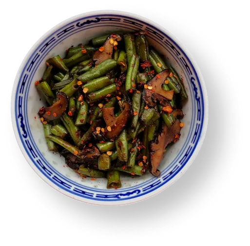 Spicy green beans with shiitake mushrooms (vegan)